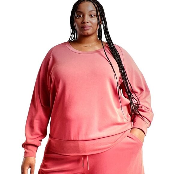 ATHLETA Women’s Seasoft Scoop-Neck Sweatshirt Pink Size 1X - Picture 1 of 8